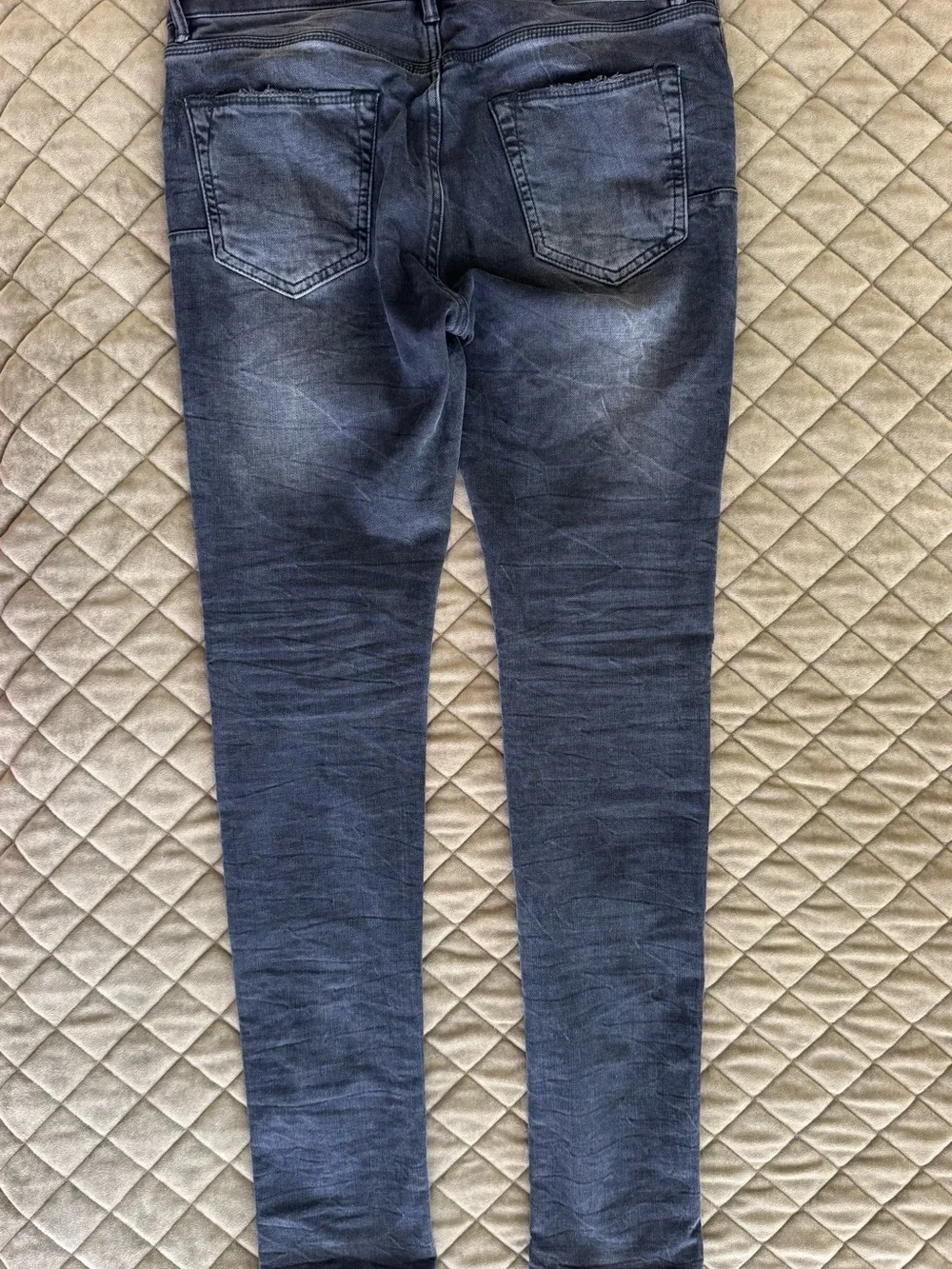 Purple Brand P001 Black Slim Skinny Jeans Size 32 Distressed Hem